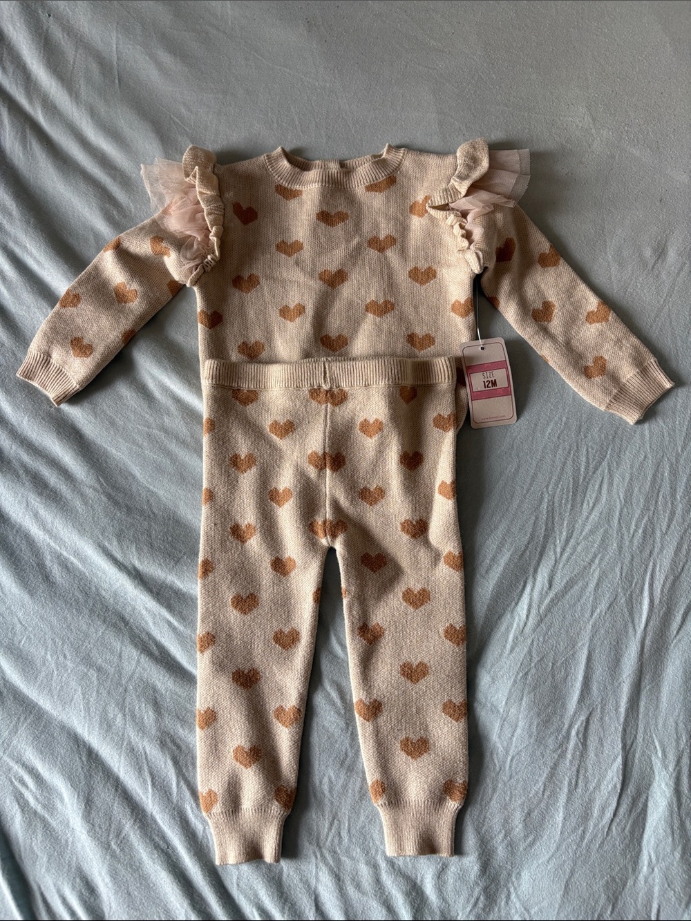 Heart Print Knit Matching Set
